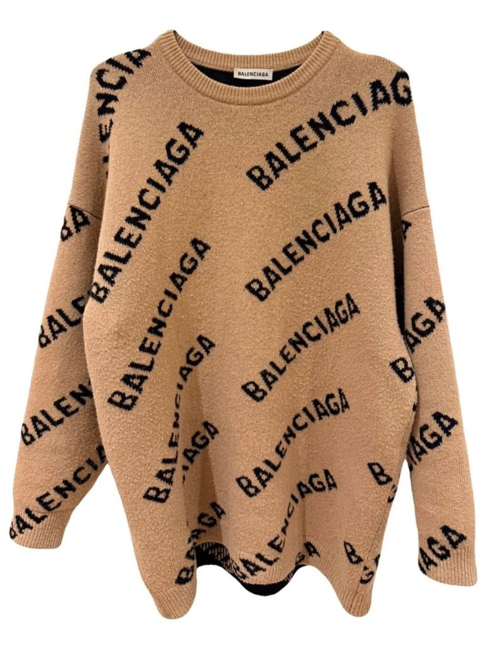 Balenciaga Beige/Black Wool Logo Sweater